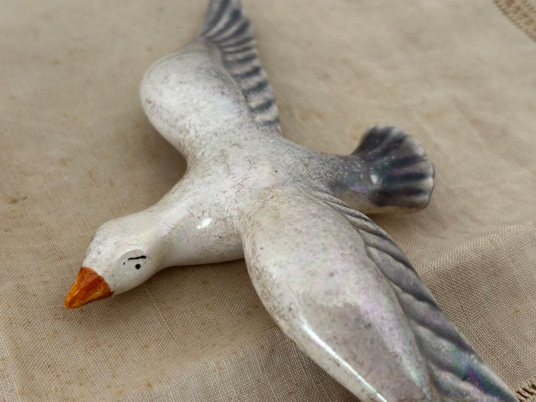 フランス　蚤の市　カモメ　鳥　オーナメント　二羽　ブロカント　陶器製