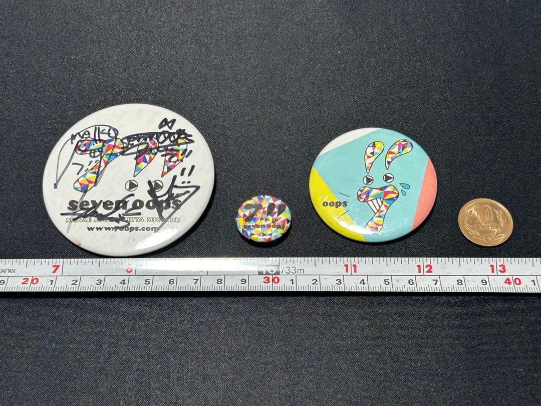 【本人直筆】7!! seven oops 初期4人 サイン 缶バッジセット