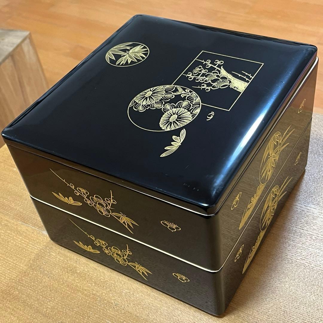 【桐箱付き】美品　輪島塗　2段重　輪島漆器　お重箱　伝統工芸品　骨董品　高級漆器