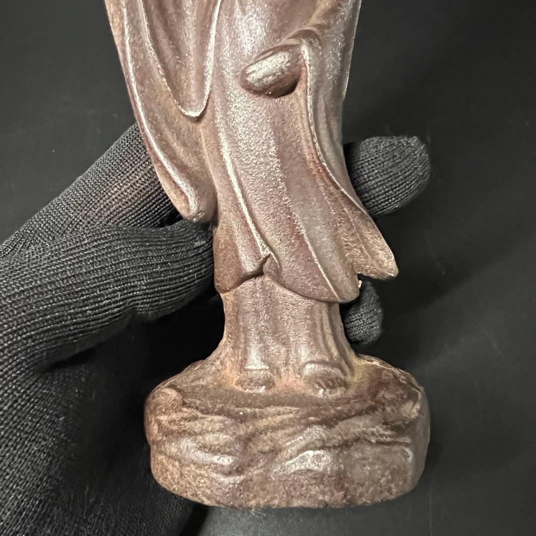 古い鉄製 観音菩薩立像／鋳鉄 仏像 在地信仰 古道具 ◎古美術庵々 アンティーク