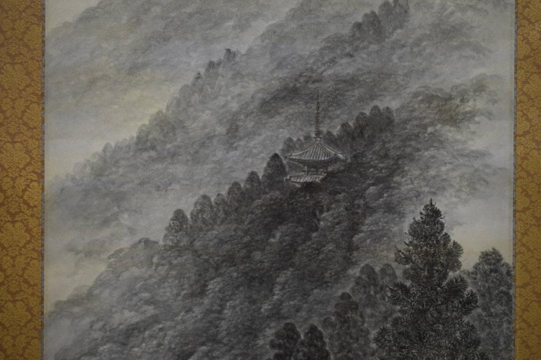 真作/南義信/大路清韻/塔山水図/桐共箱太巻二重箱付/布袋屋掛軸HG-352