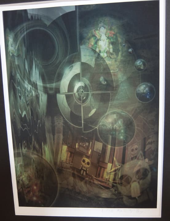 2005年ねこぢるy展　ジークレー作品　額縁入り