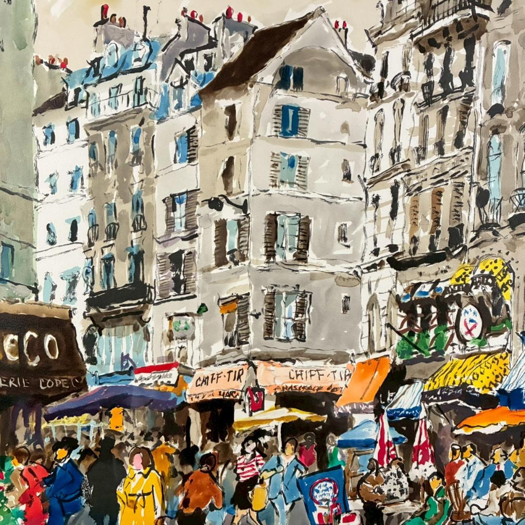 美品 児玉幸雄「カフェ・ドゥ・リュウ・セーヌ」リトグラフ 児玉純子直筆サイン有