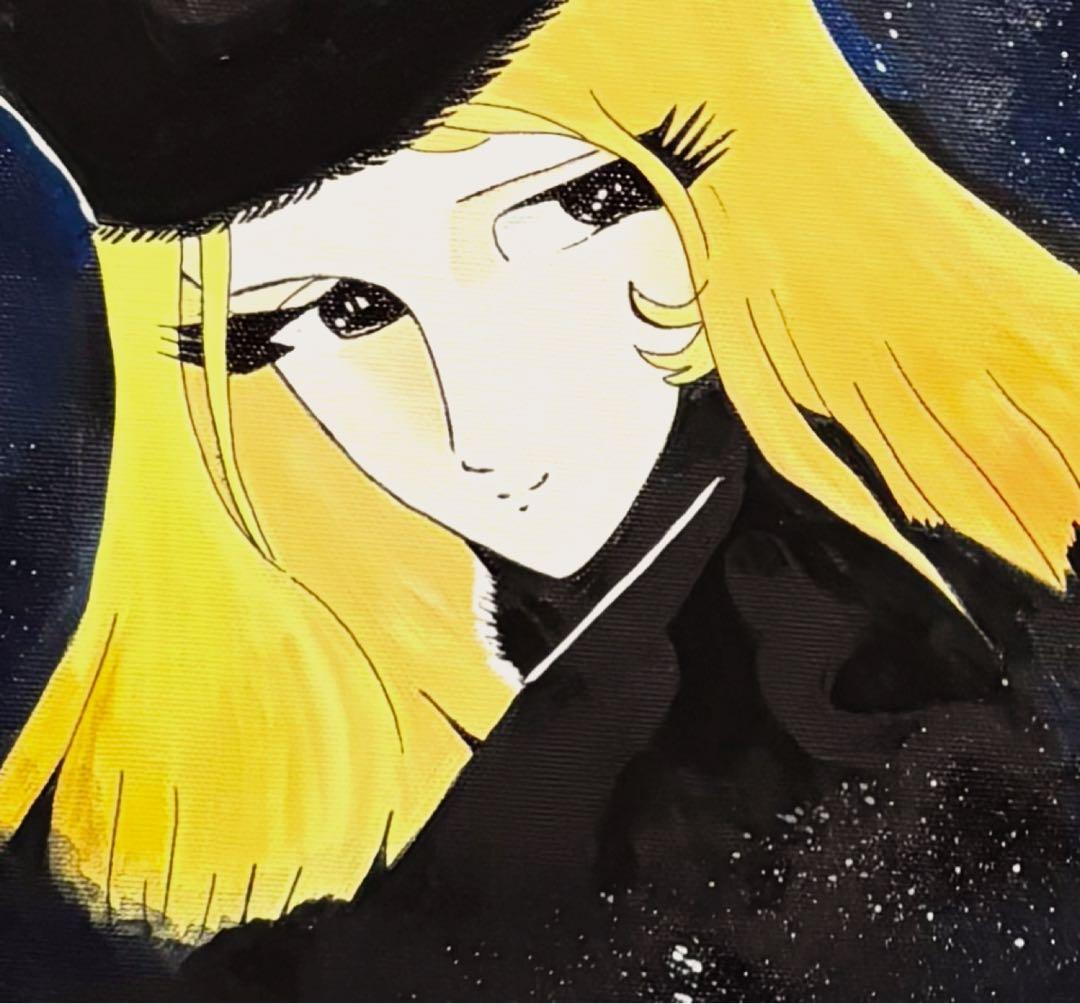 【F4号】手描き油彩　松本零士【銀河鉄道999】額縁　未使用額　サイン　メーテル