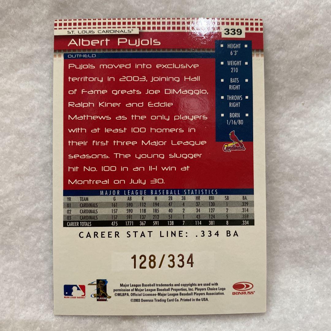 MLB Stat Line #339  Pujols メジャーカード