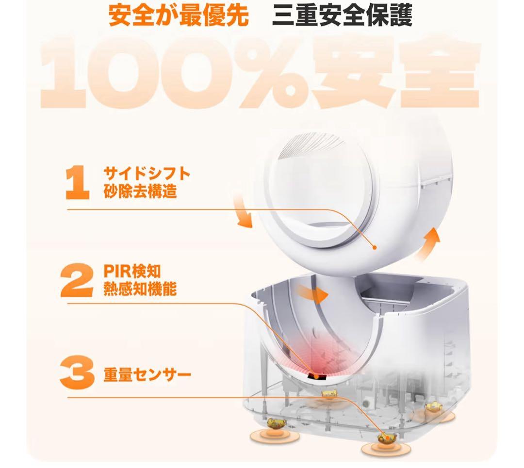 【HHOLOVE】 全自動猫トイレ 多頭飼い　自動脱臭 アプリ連携 GRS認証品