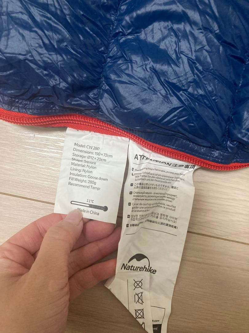 Naturehike CW 280 グースダウン寝袋 800FP