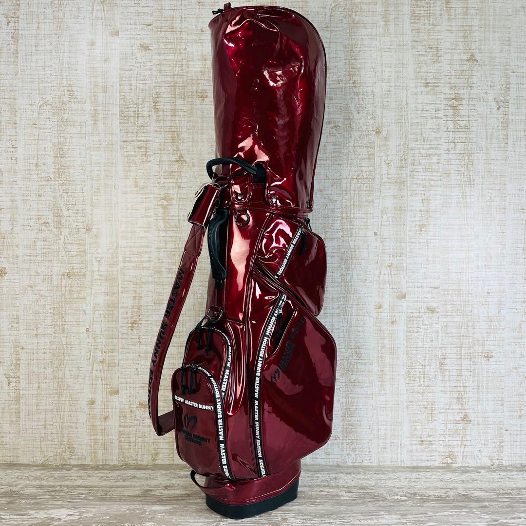マスターバニーエディション　エナメル スタンド式 キャディバッグ ワインレッド