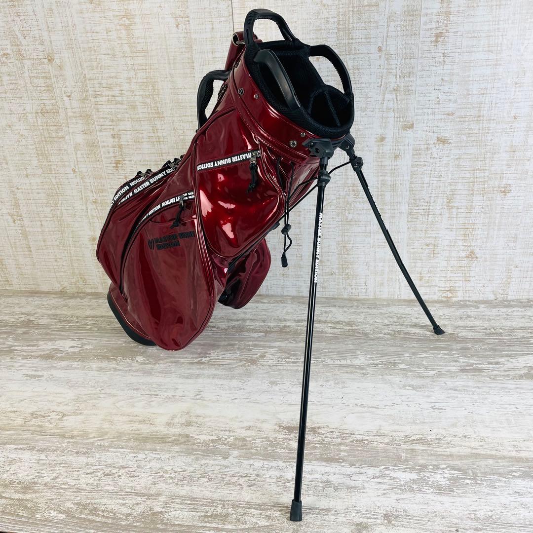 マスターバニーエディション　エナメル スタンド式 キャディバッグ ワインレッド