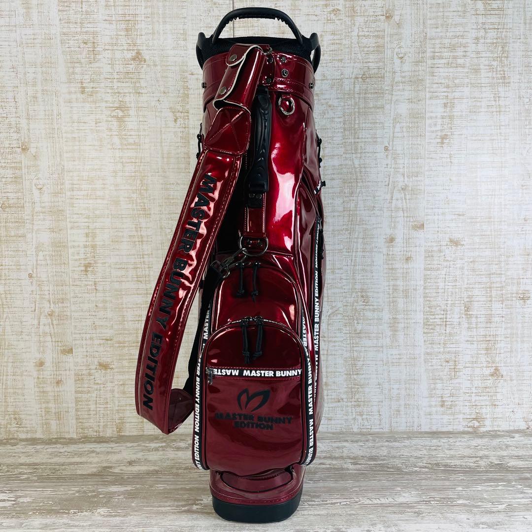 マスターバニーエディション　エナメル スタンド式 キャディバッグ ワインレッド