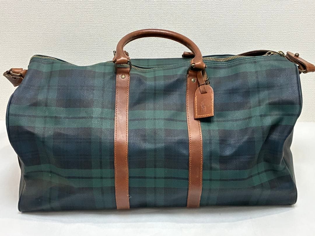 POLO RALPH LAUREN ボストンバック チェック柄 グリーン