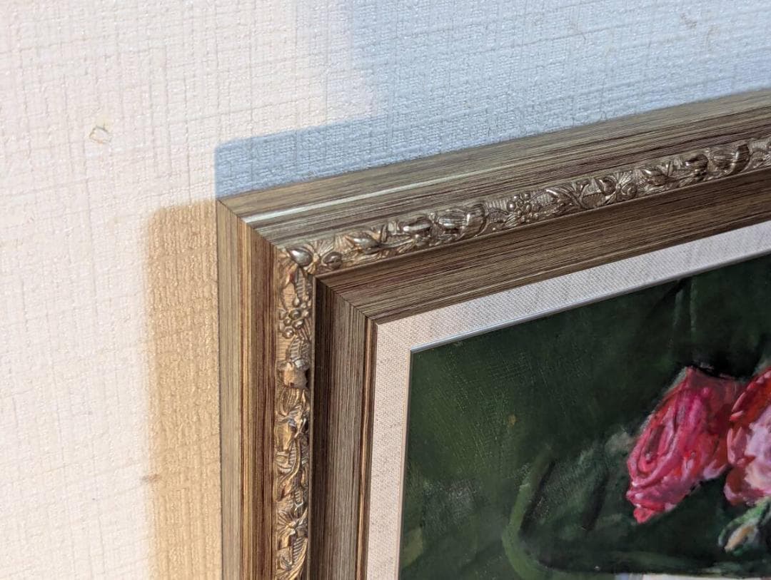 【真作】絵画　中島裕子　油彩6号　モーニングローズ　優雅なる視線　箱入　X74