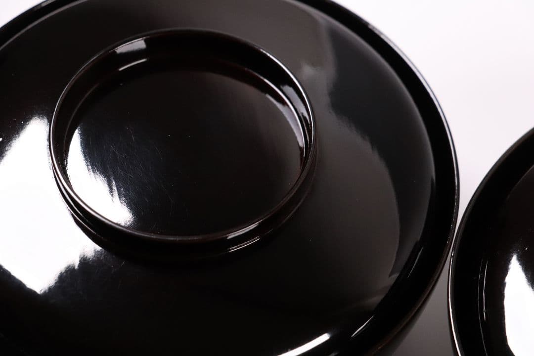 CL63 加賀蒔絵 月に雁 金蒔絵 黒塗煮物椀 二客 木製漆器 梨地 鳥 芦