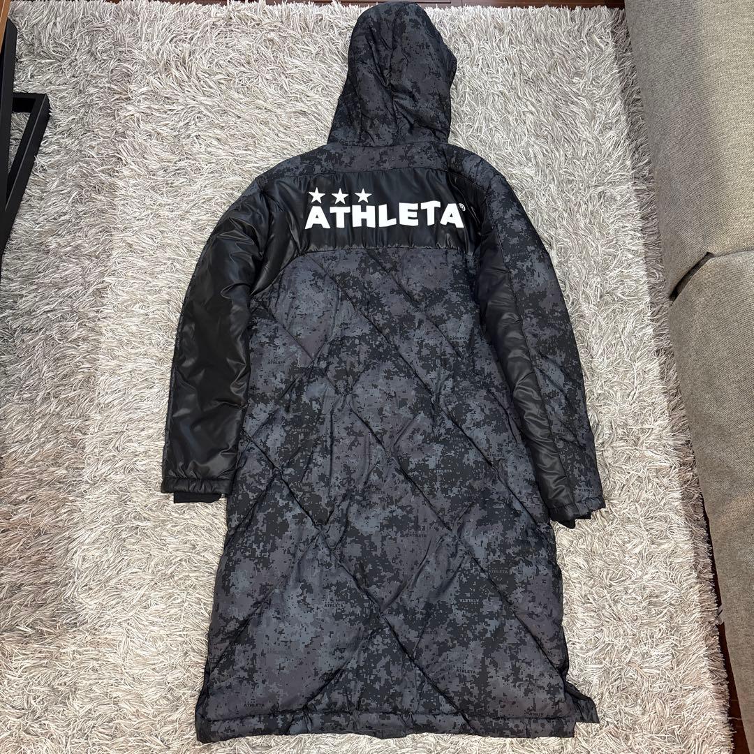 ATHLETA ベンチコート フード付き ダイヤモンドキルティング　Oサイズ