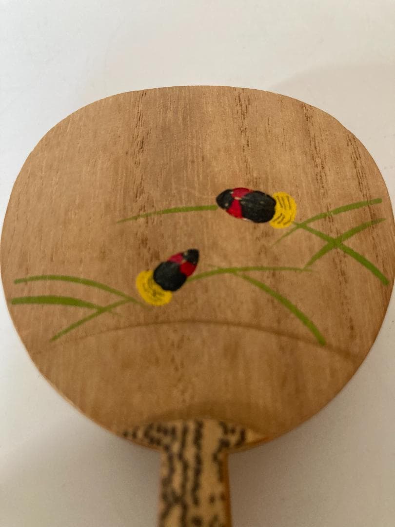 団扇香合　うちわ　蛍　木製　茶道具