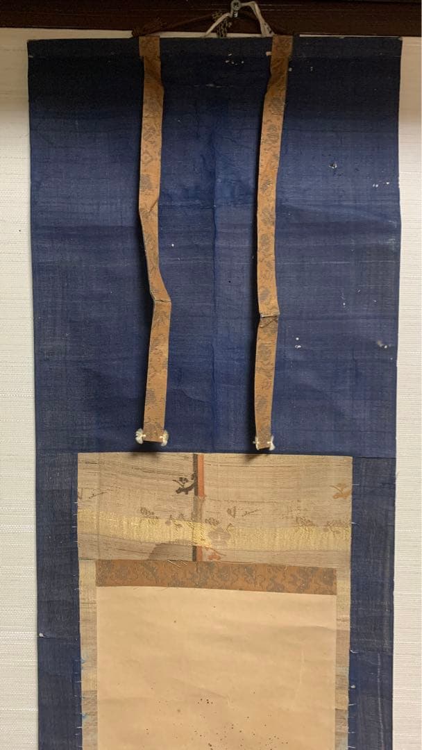 アンティーク水墨画　江戸期　龍　捺印あり　在銘　オリジナル表装　掛け軸