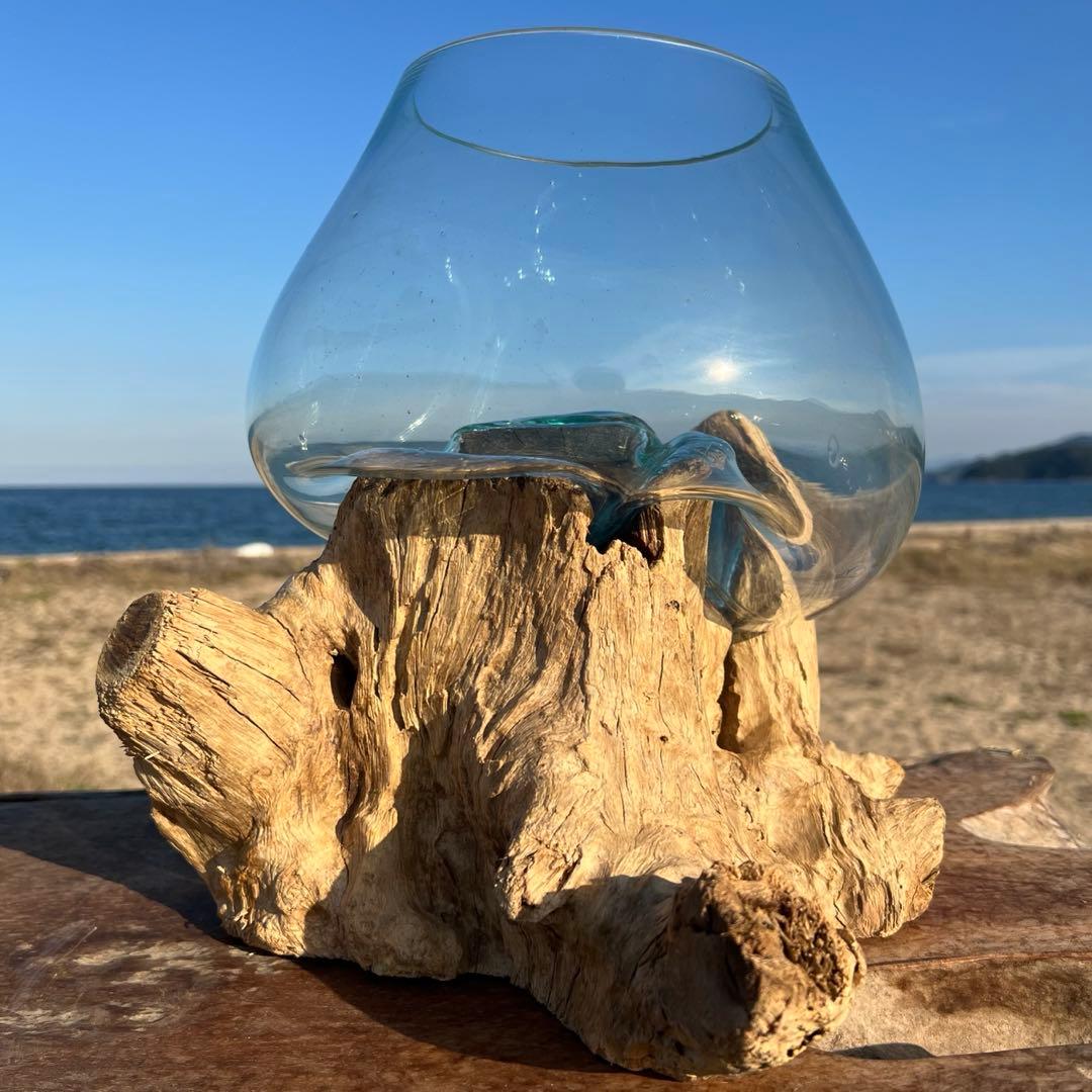 流木ガラス オブジェ超特大J 花瓶 金魚鉢 水槽 テラリウム 観賞魚 メダカ容器