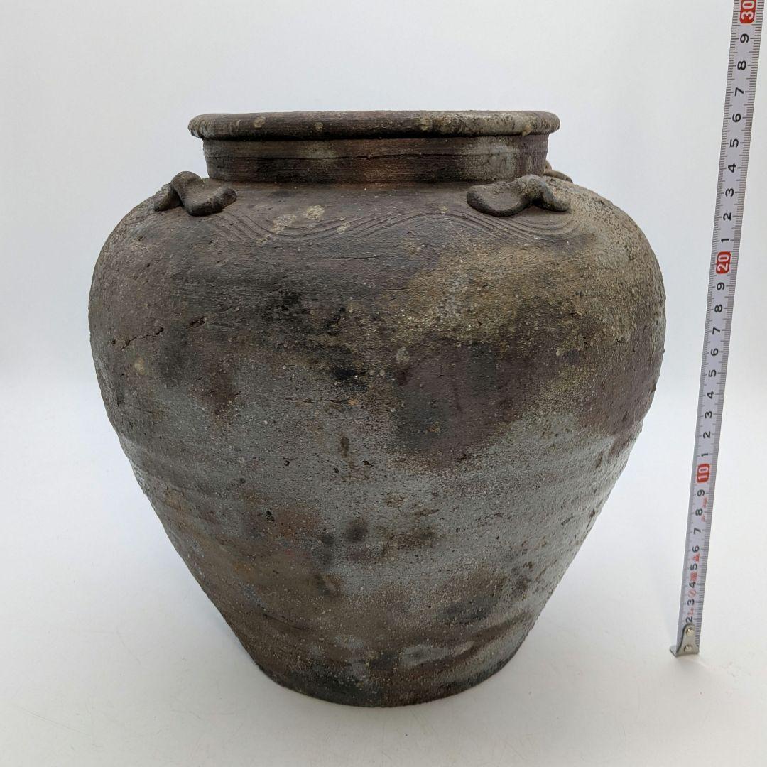 小西陶古 備前焼 四耳壺 四耳壷 つぼ 花器 フラワーベース 花入 花瓶 置物