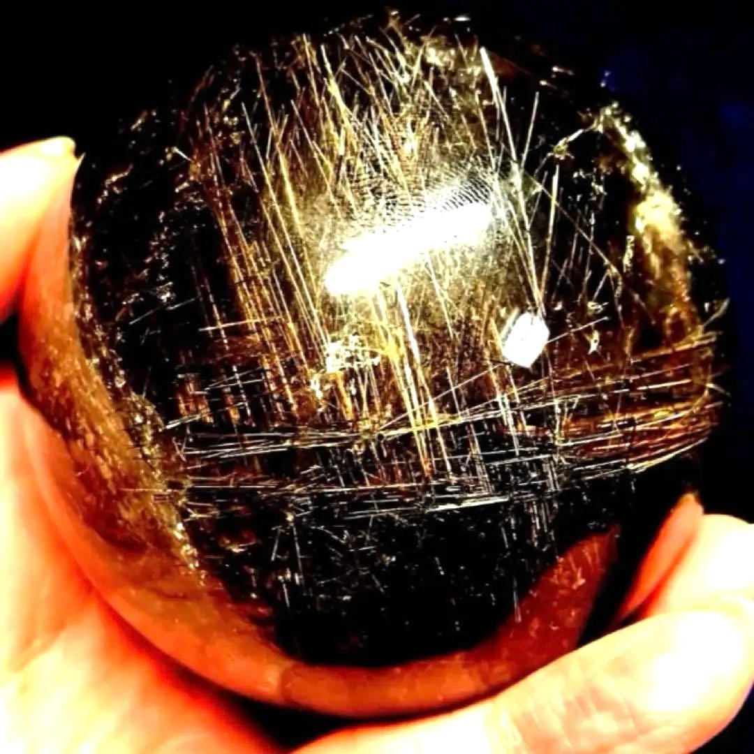 超大玉　67mm ゴールドスモーキールチルクォーツ　金針水晶　パワーストーン