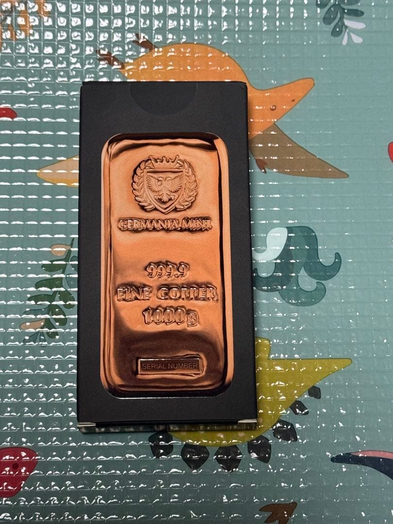 ゲルマニアミント社　インゴット1キロ純銅　赤金　延べ棒　Cu ペーパーウェイト