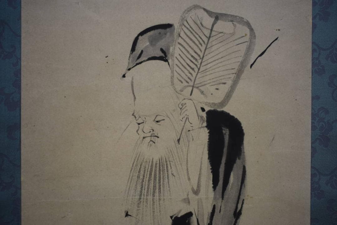 真作/狩野岑信/寿老人図/布袋屋掛軸HE-768