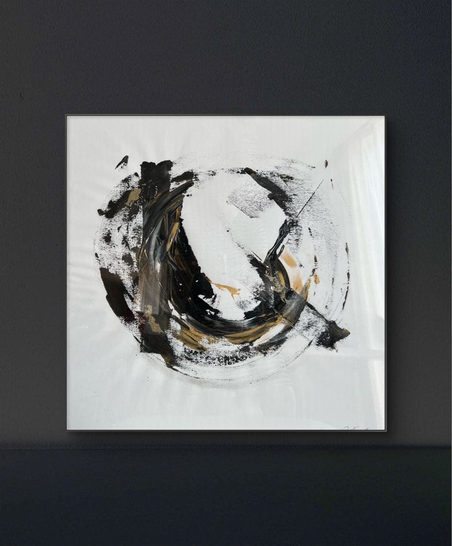 原画/額装済み/和風/禅/絵画/アート/抽象画/モダン/ホテル/黒/ゴールド