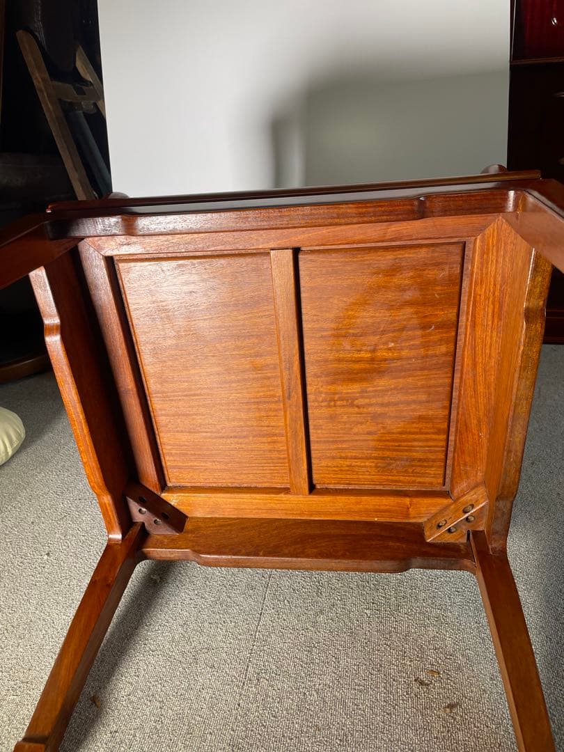 唐木 無垢材 高級 アームチェア ダイニング 銘木 現状品 椅子 二脚セット