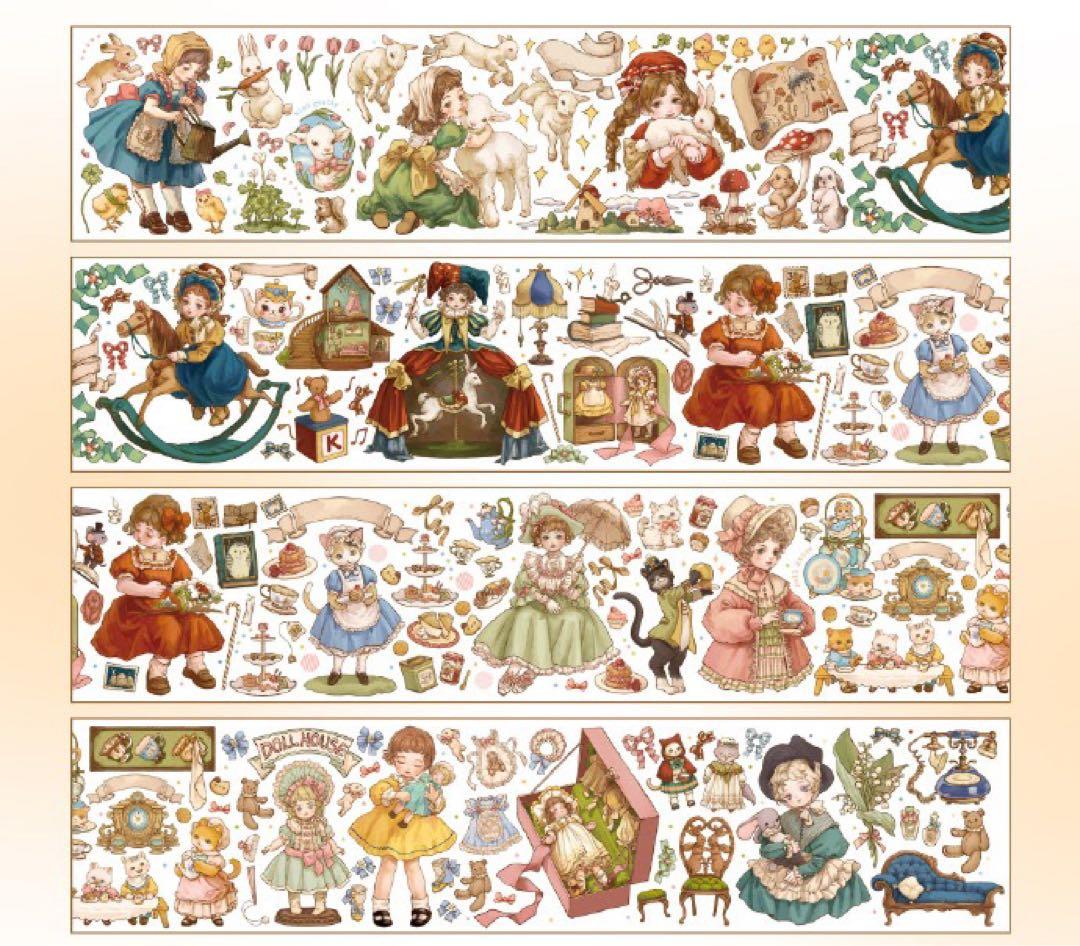 海外　柠檬树 女の子　人物　装飾　人魚　レトロ　マスキングテープ　4巻