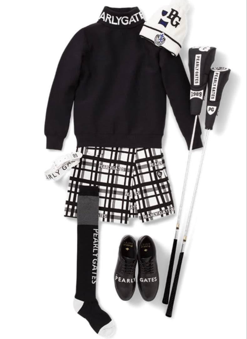 【極美品】パーリーゲイツ＊ビッグロゴ ハイネック ニットプルオーバー