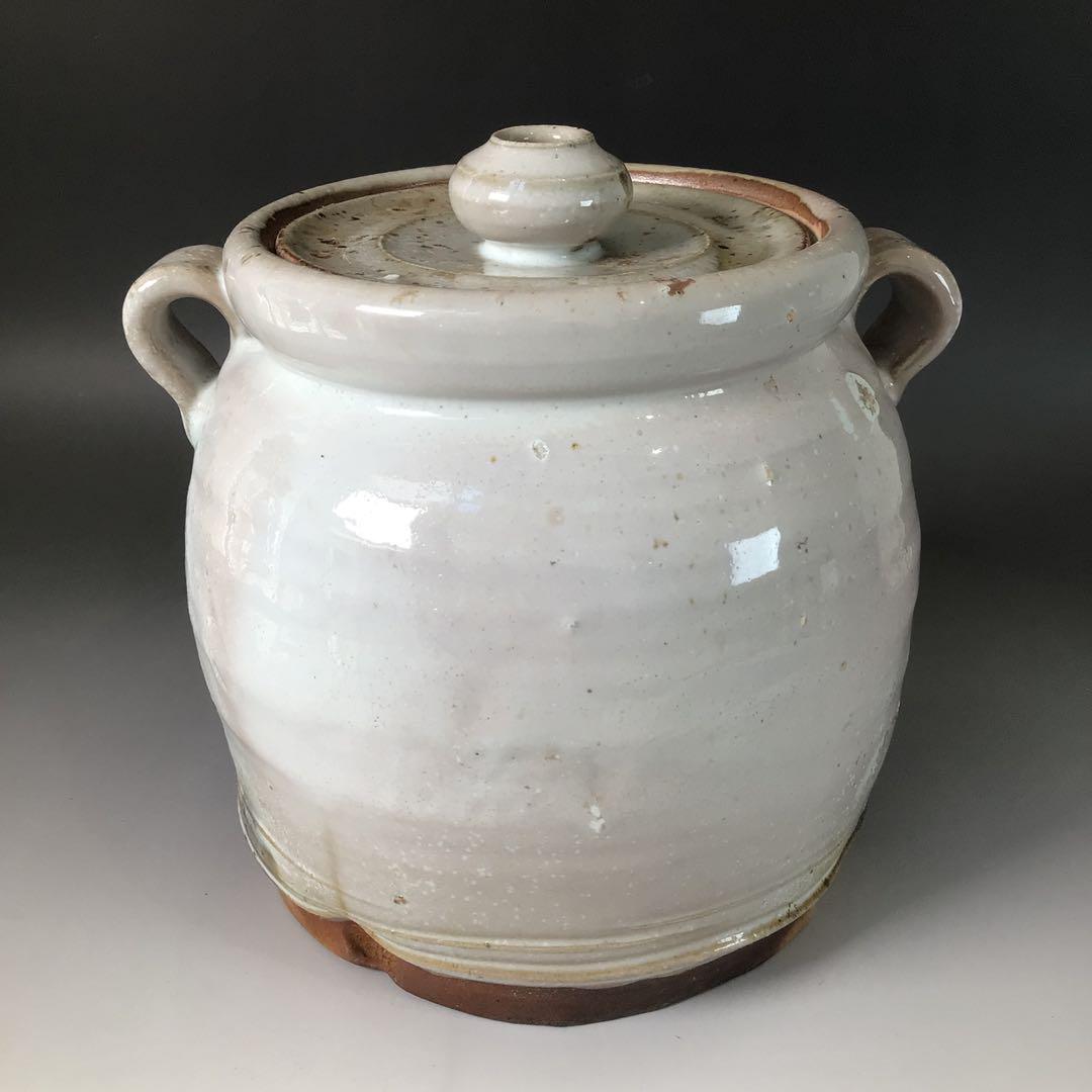 Ｒ８５４　水指　『萩焼』『高見世清光造』『耳付水指』　共箱　茶道具