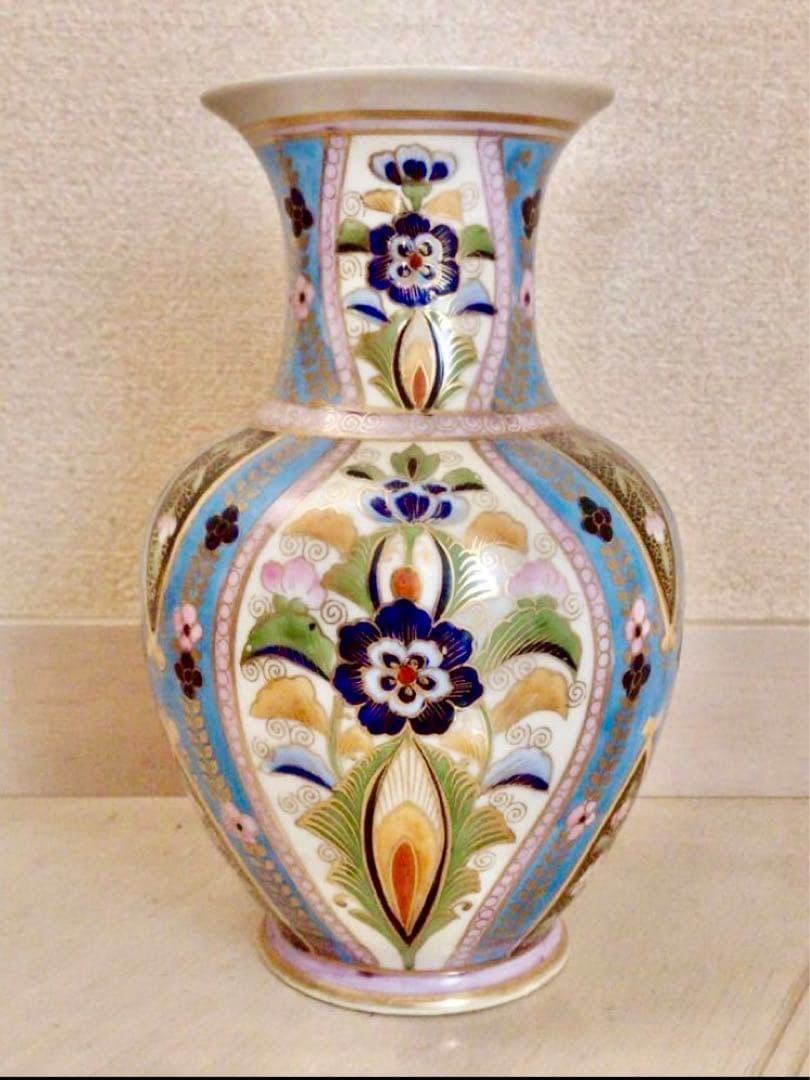鎌倉旧家出物、日本陶器合名会社　年代不明　美品色彩豊かな、オールドノリタケ花瓶