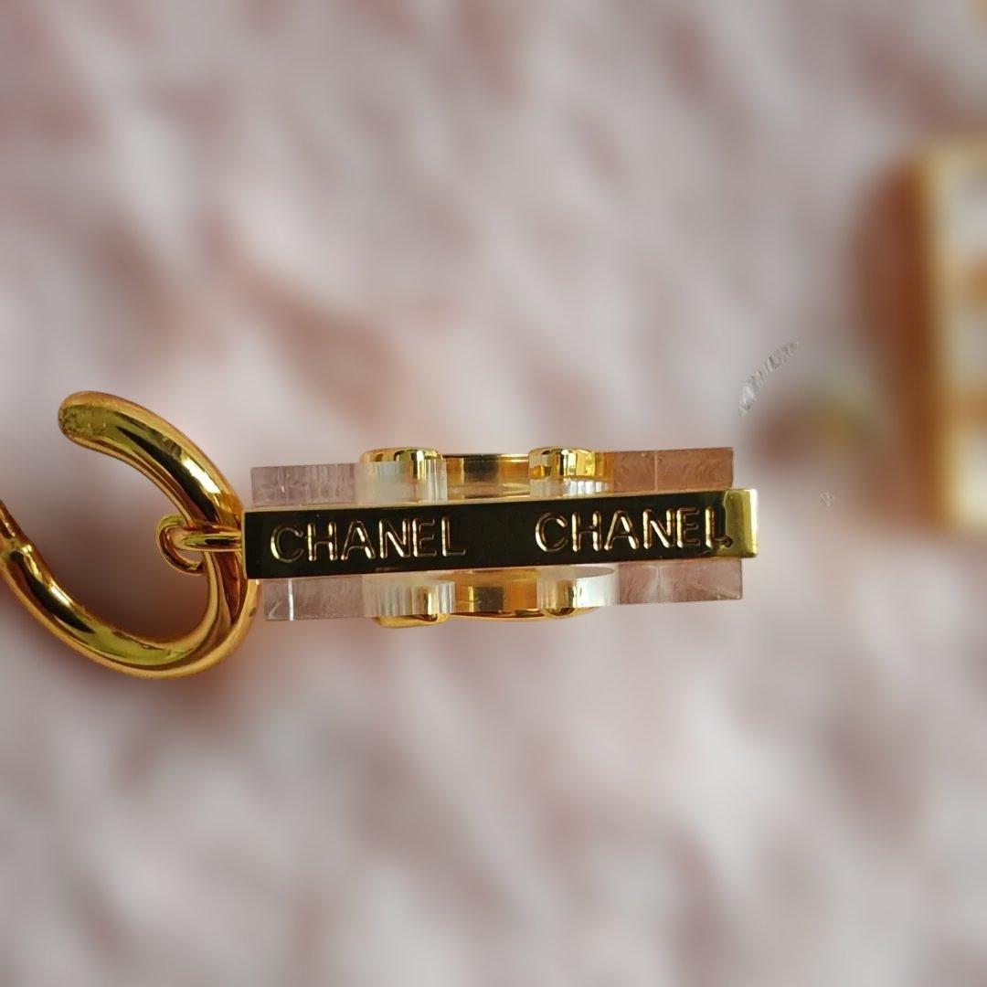 CHANEL ココマーク クリア スクエア ゴールド トランスペアレント ピアス