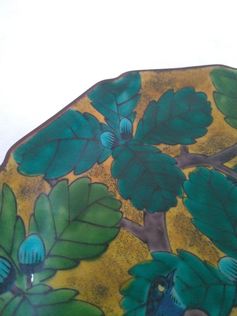 【金太郎様用】九谷焼 名工 二代 【山岸 政山】青九谷 吉田屋双鳥図 飾皿