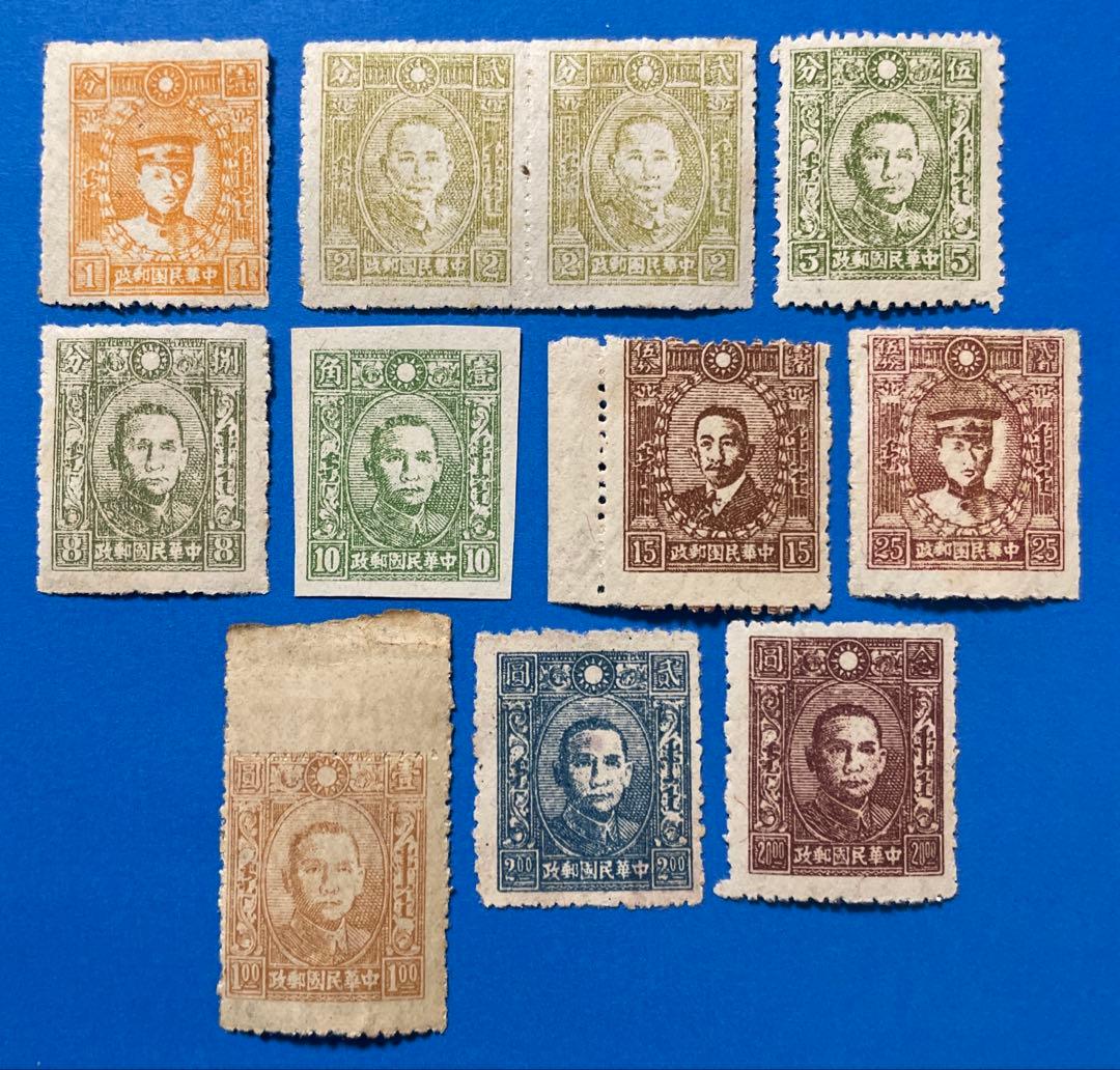 【激レア品！】旧中国（解放区）切手 長春版蒙文（偽蒙原票）（未使用、11枚）