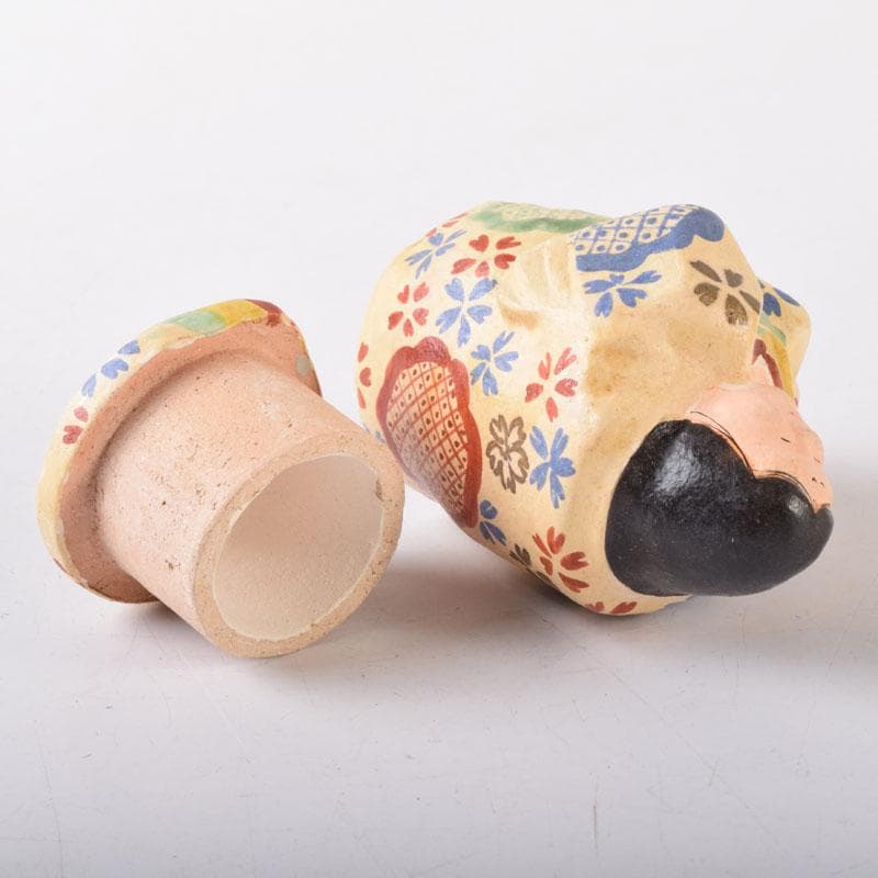 茶道具　竹斎造　色絵　乙御前香合　共布共箱　V　7476