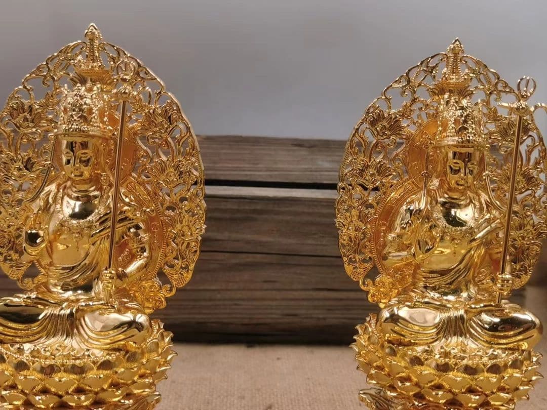 【修縁堂】仏教工芸品 精密彫刻 メッキ 虚空蔵菩薩 虚空蔵 仏像 古美術品