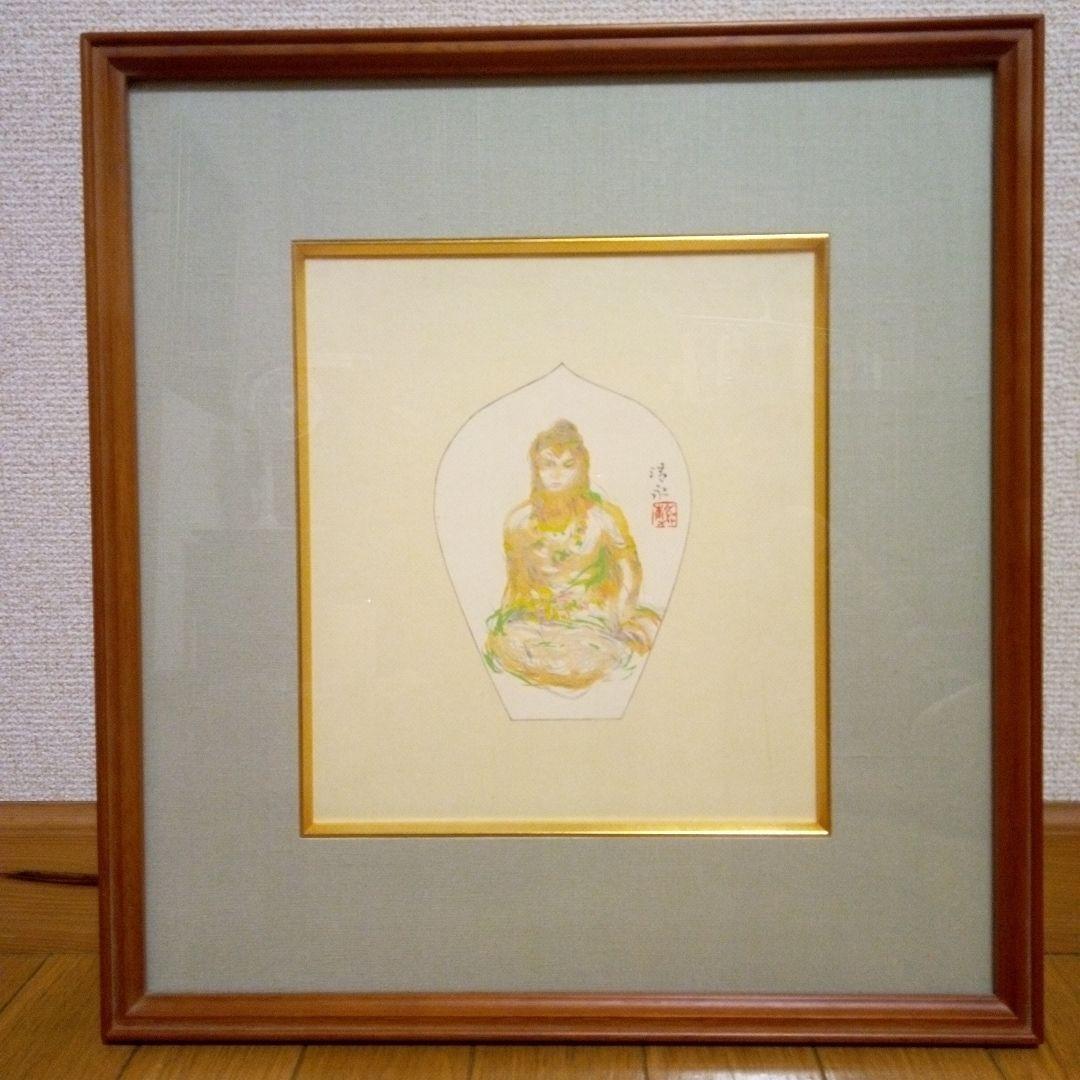 日本画　 仏像 　約25cm x 27cm