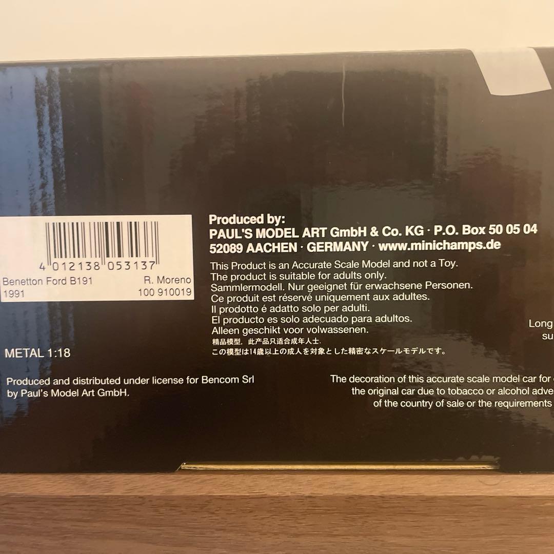 未使用 美品　ミニチャンプス1/18 ベネトン1991 R.モレノ　N.ピケ