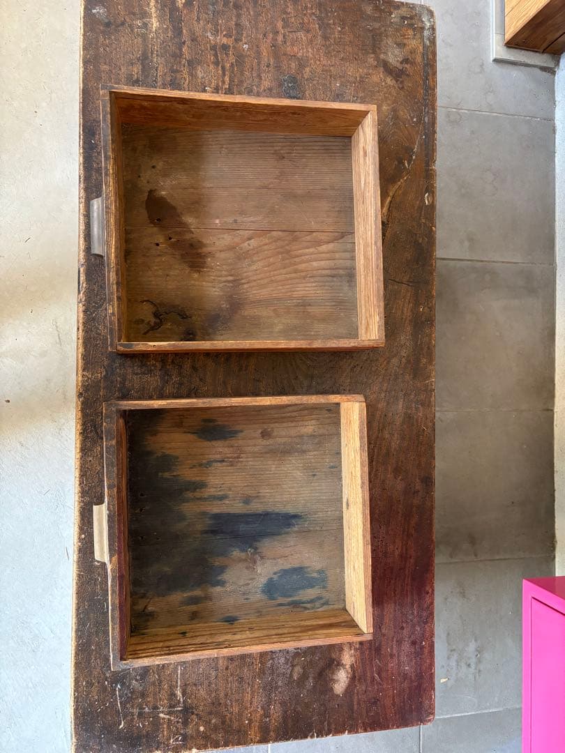 木製文机 ダークブラウン 2引き出し付き