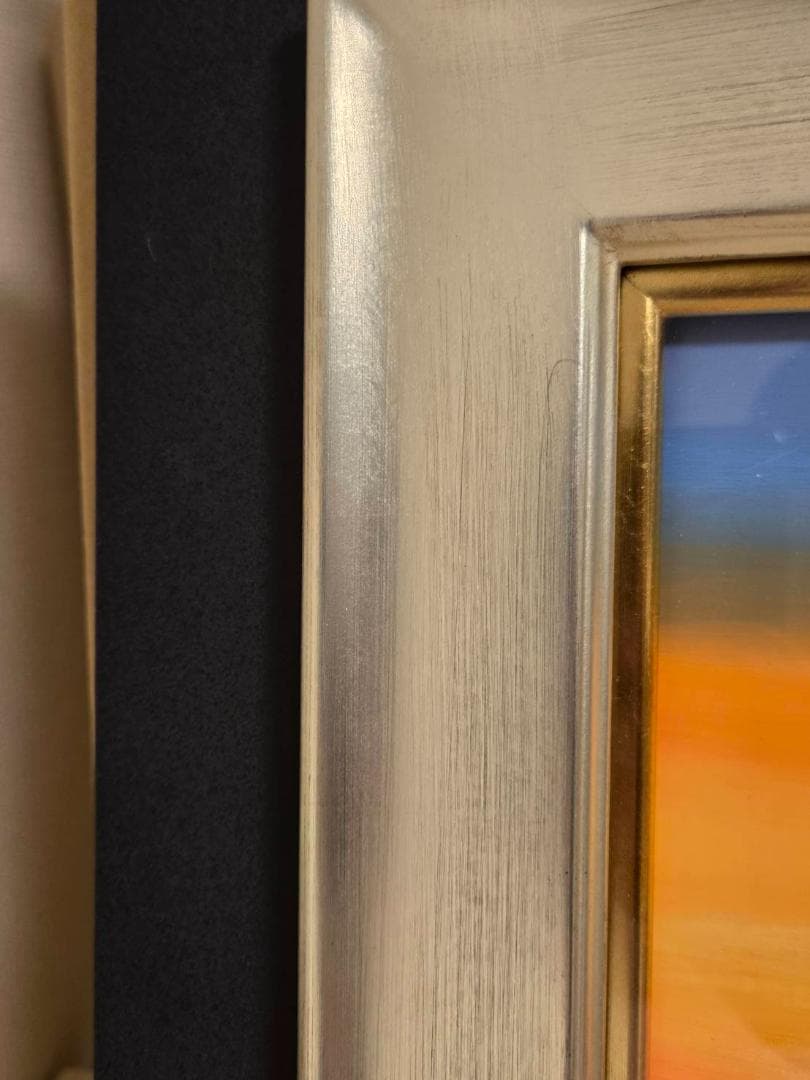 一枚の絵　上代誠　「朝」　肉筆　保証　油彩　約6号　風景画　木　夕日　共箱