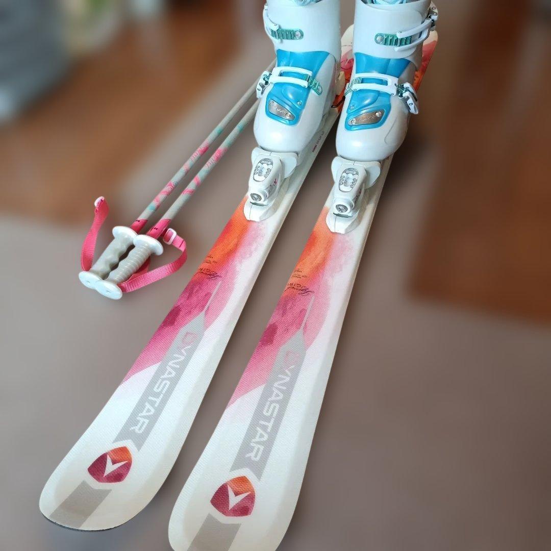 【高学年用】ダイナスター スキーセット板130cm、ブーツ23.0、ストック付き