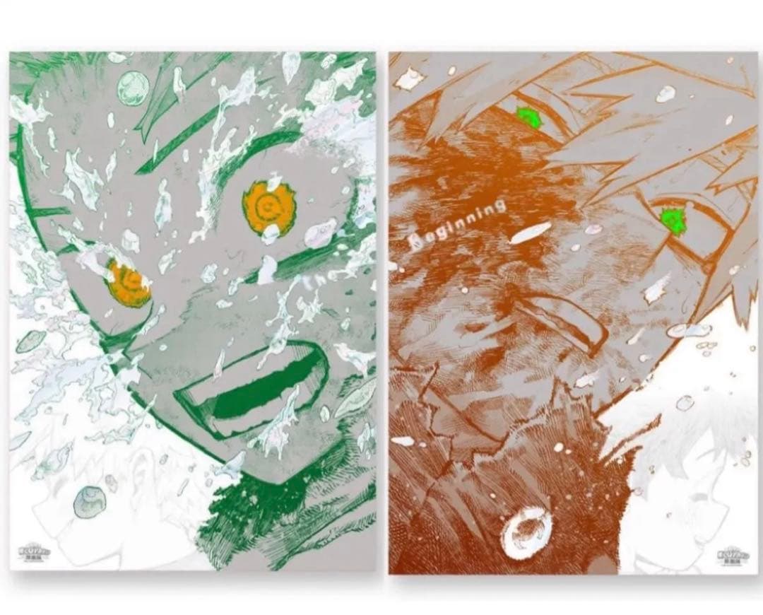 ヒロアカ　原画展 爆豪勝己 緑谷出久 アートポスター The Beginning