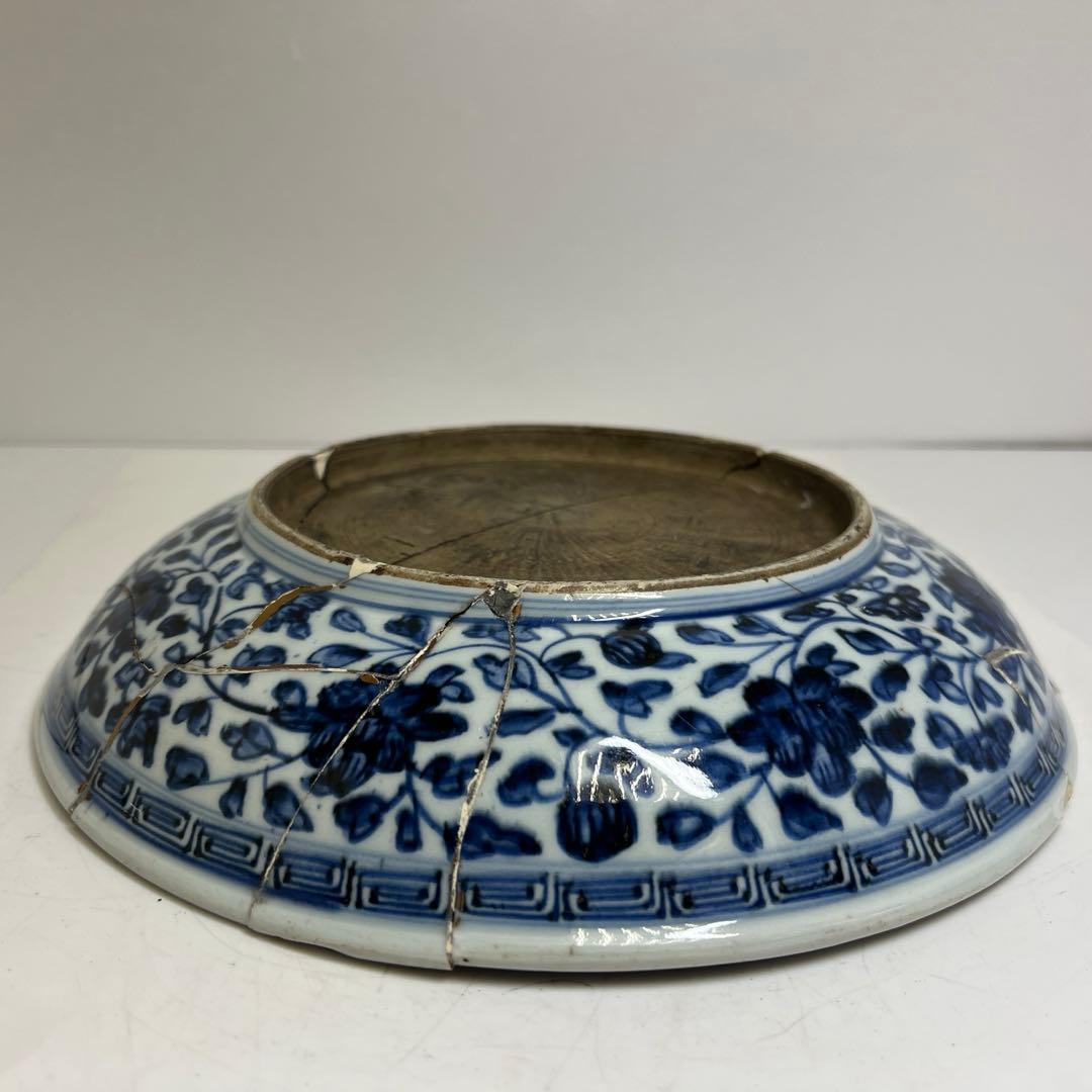 中国元から明時代　元古染付　大皿　幅約28㎝　東さ8-0120③