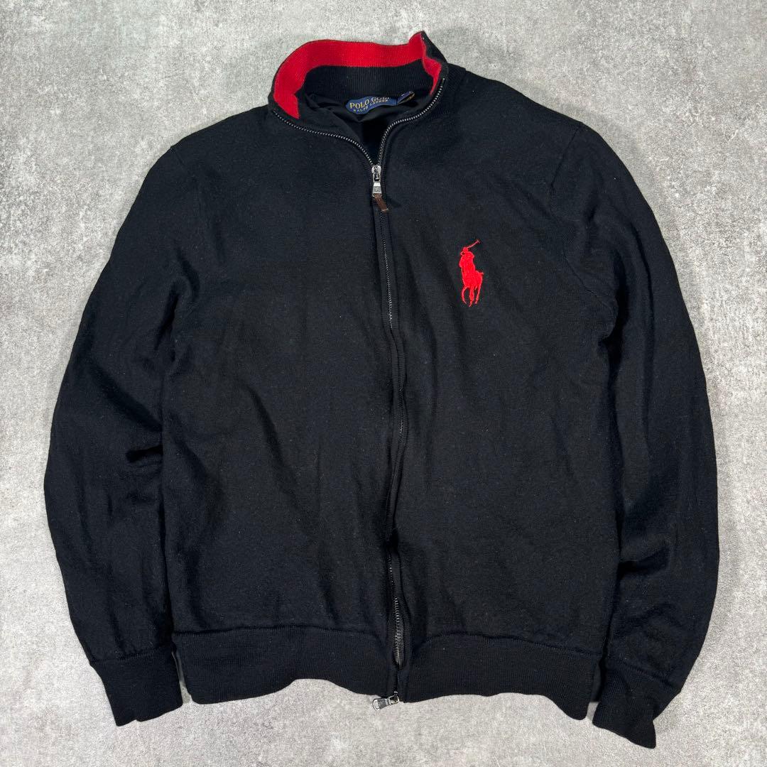 ポロゴルフ　ラルフローレン　ジップアップブルゾン　L ポニー　刺繍　ウール　黒