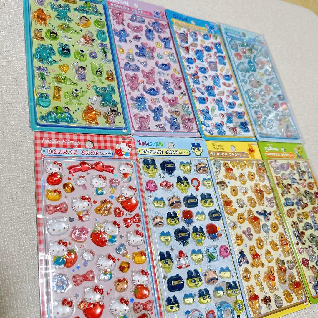 【正規品】ボンボンドロップ　シール　ディズニー　サンリオ　まとめ売り　8枚セット