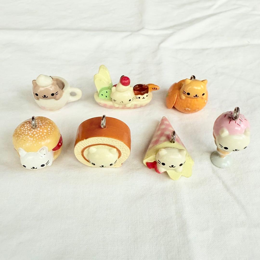 にゃんにゃんにゃんこ スイーツ 7種 ストラップ チャーム 平成レトロ