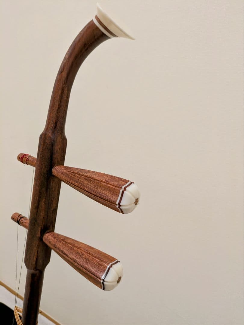 宋廣寧製二胡 　紅木　蛇皮 　2弦付き 弓あり ソフトケース付き