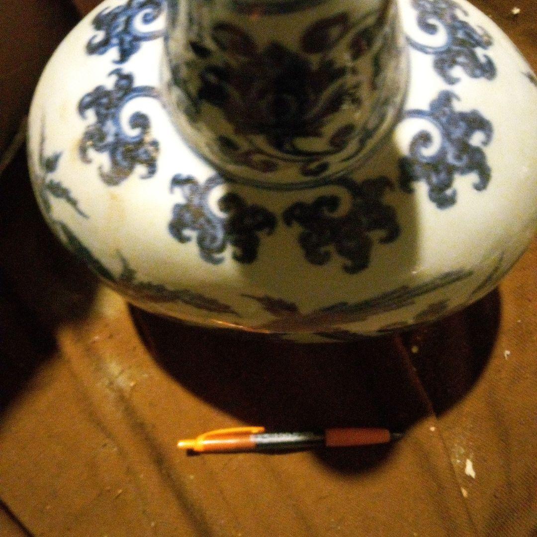 中国陶磁器　明宣徳　花鳥扁壺