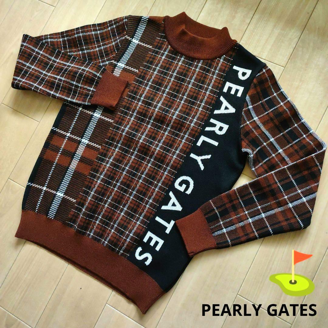 PEARLY GATES チェック柄 ハイネックニット