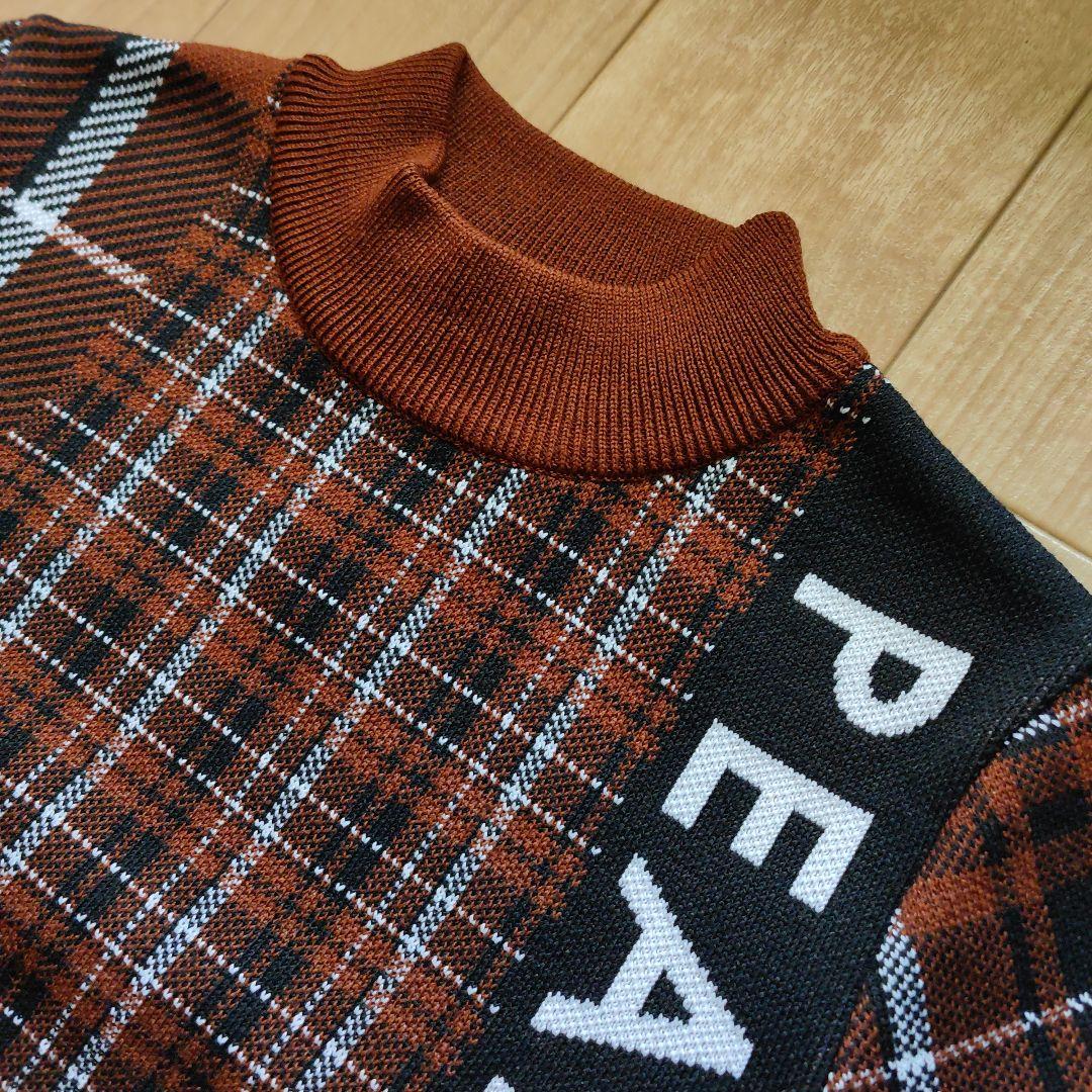 PEARLY GATES チェック柄 ハイネックニット